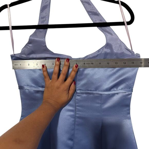 Vintage Prom Dress Maxi Gown 8 Y2K Floral Beaded Halter Glam Satin Corset 90s - Picture 13 of 16